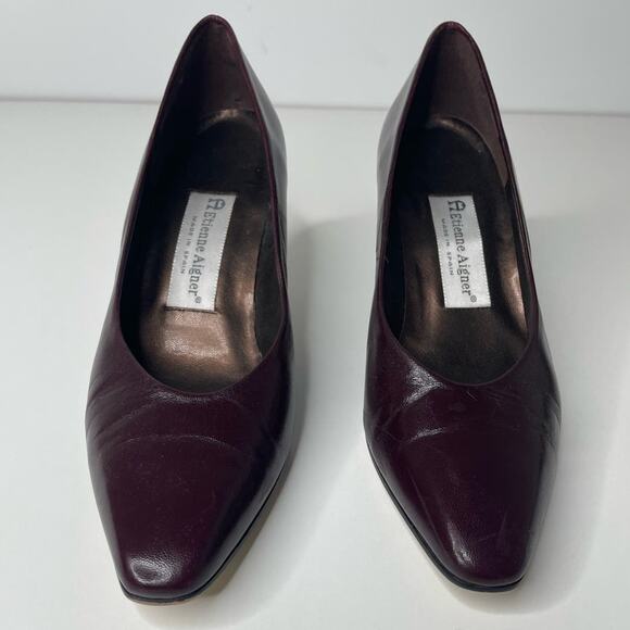 Etienne Aigner Danube Leather Slip On Mid Heel Dress Pumps Burgundy Womens Sz 7M - Picture 6 of 15